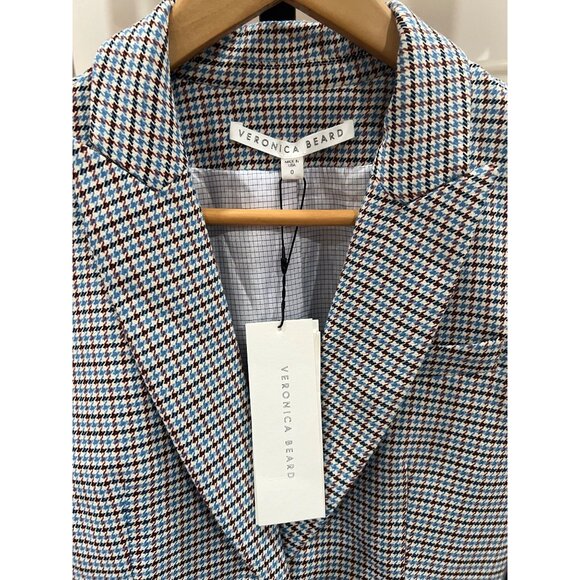 Veronica $698 Beard Cutaway Dickey Jacket Size 0 Houndstooth Beige Multi One But - Picture 4 of 7